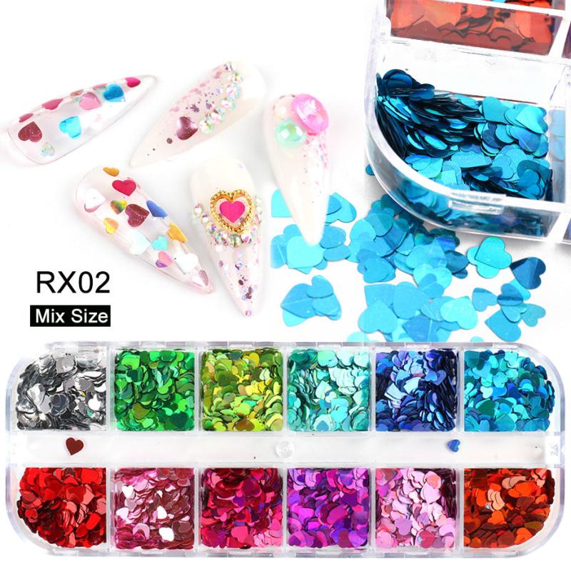 Heart Nail Glitter Flakes - Holographic Love Pattern Nail Paillettes