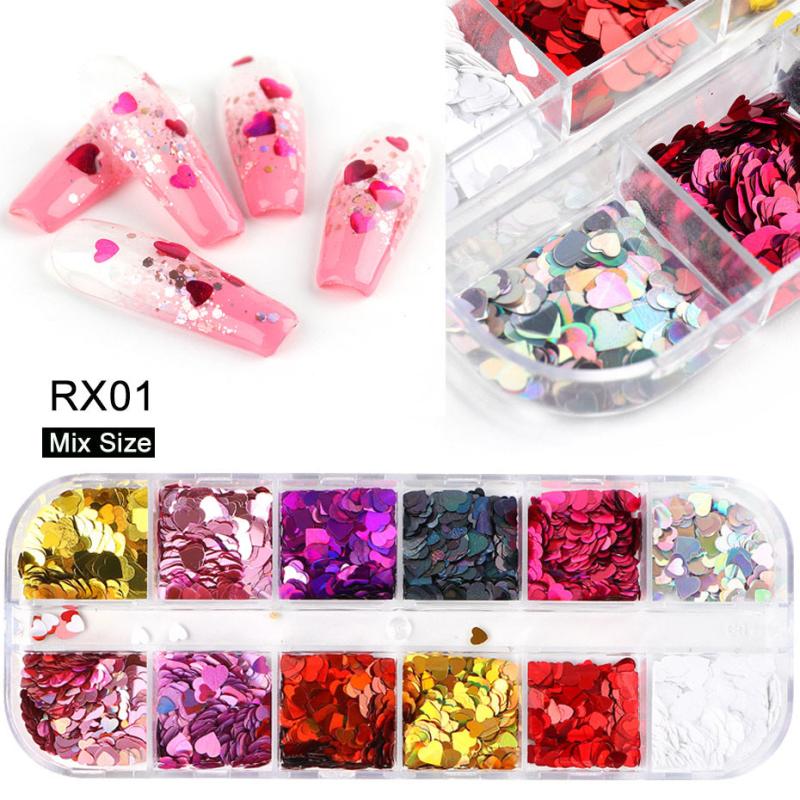 Heart Nail Glitter Flakes - Holographic Love Pattern Nail Paillettes