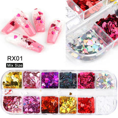 Heart Nail Glitter Flakes - Holographic Love Pattern Nail Paillettes