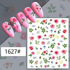 12pcs Flower Leaf Nail Art Stickers Self Adhesive Plant Nail Art Decals