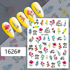 12pcs Flower Leaf Nail Art Stickers Self Adhesive Plant Nail Art Decals