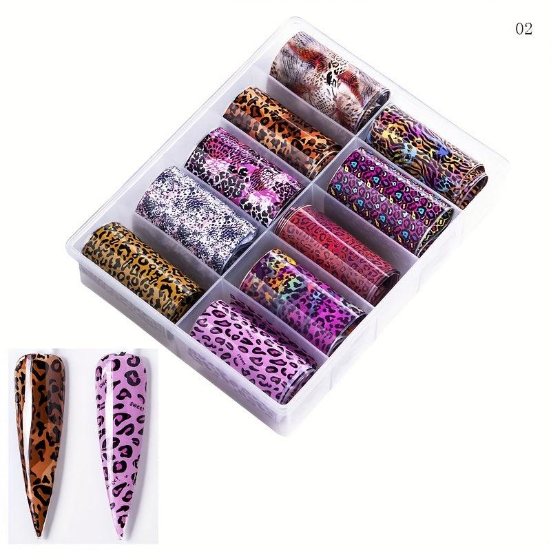 Leopard Print Nail Foil Transfer Stickers Flower Nail Foil Transfer Decals