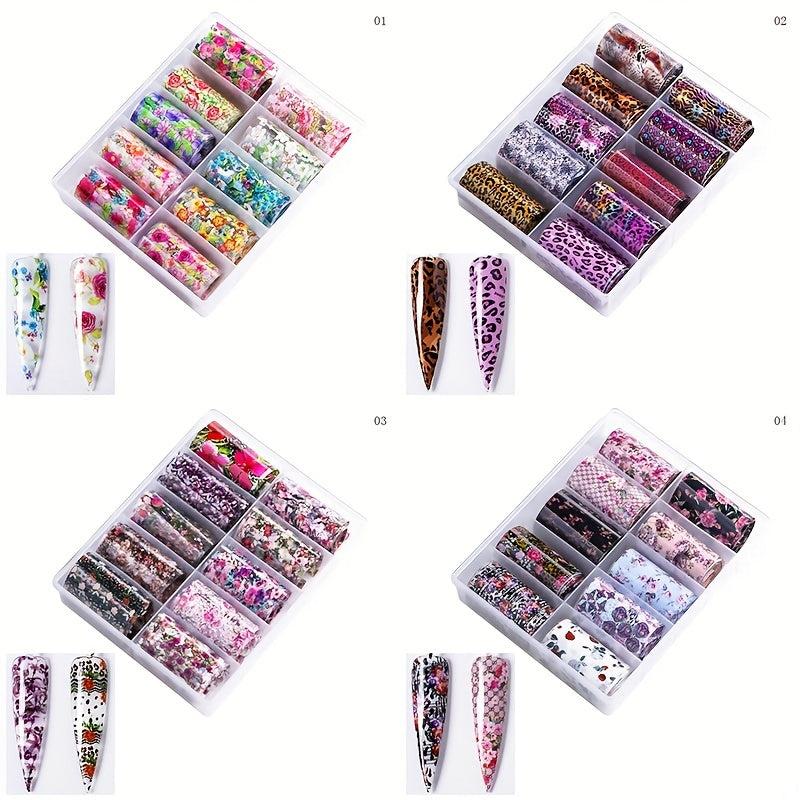 Leopard Print Nail Foil Transfer Stickers Flower Nail Foil Transfer Decals