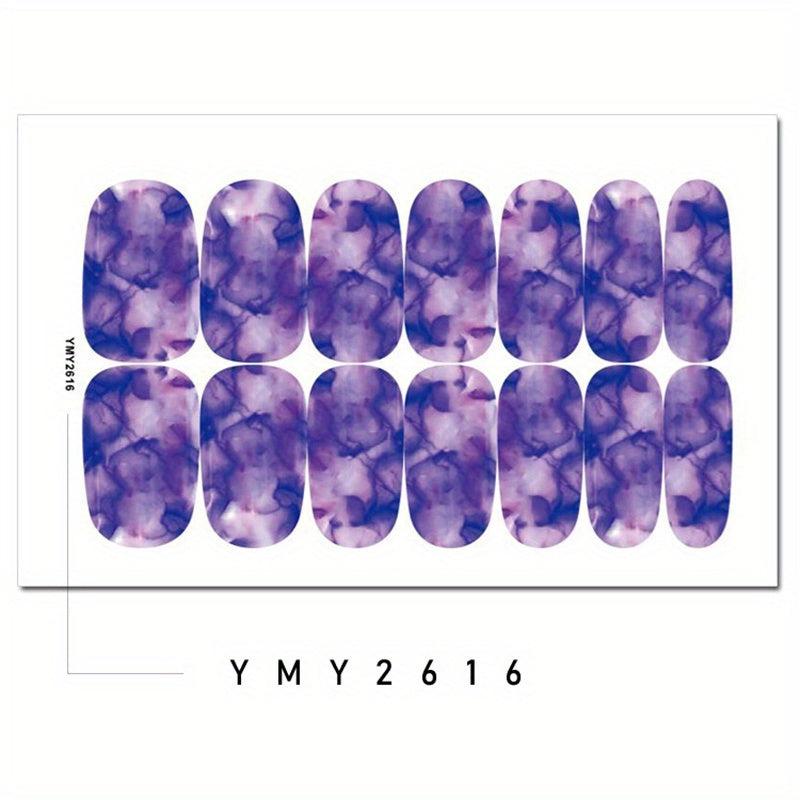 Marbling Print Self Adhesive Nail Stickers for Women Full Nail Wraps