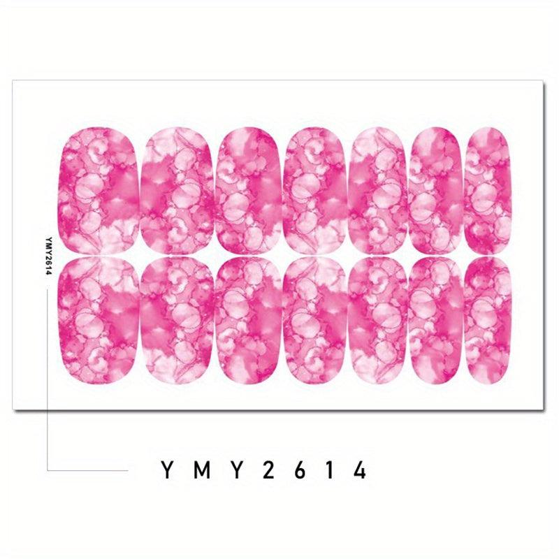 Marbling Print Self Adhesive Nail Stickers for Women Full Nail Wraps