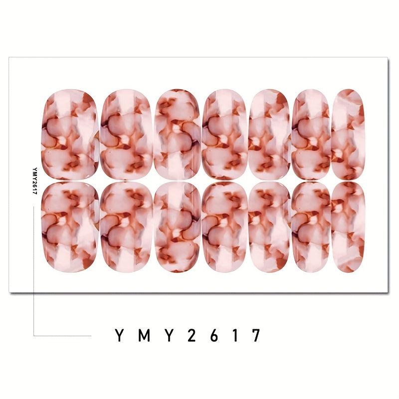 Marbling Print Self Adhesive Nail Stickers for Women Full Nail Wraps