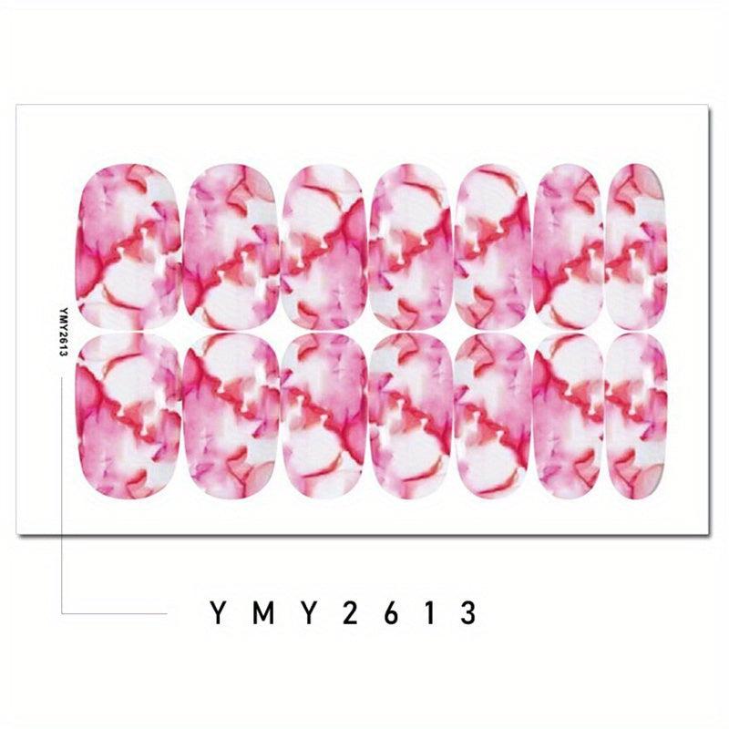 Marbling Print Self Adhesive Nail Stickers for Women Full Nail Wraps