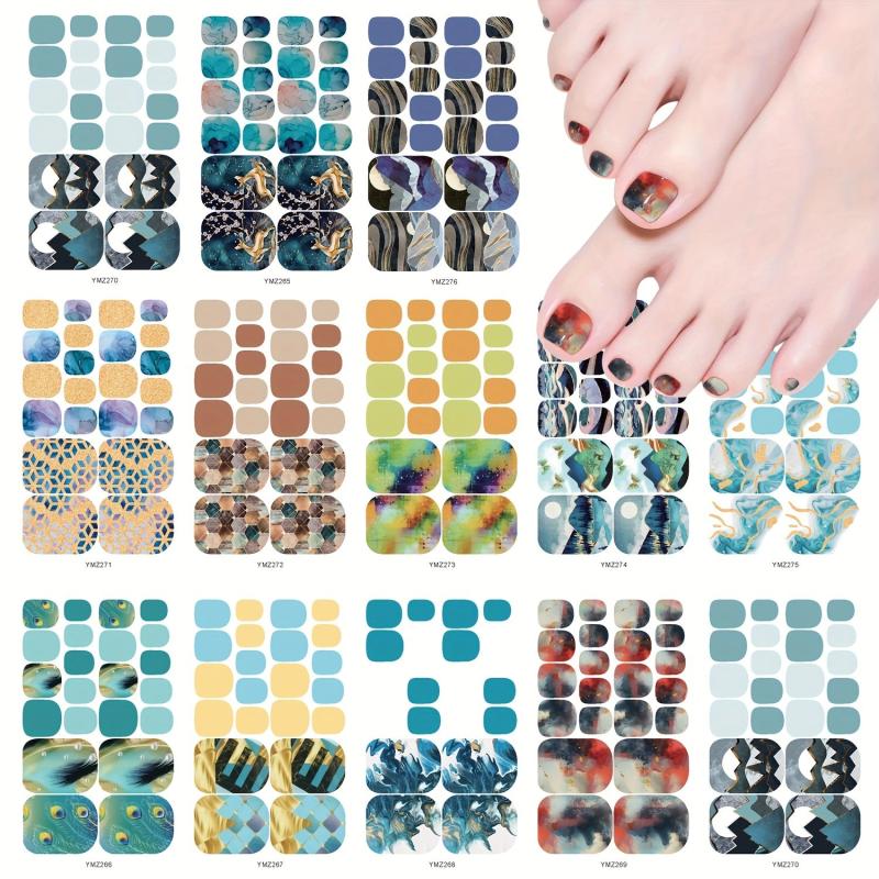 Marble Toenail Polish Stickers Self Adhesive Nail Art Decal Strips