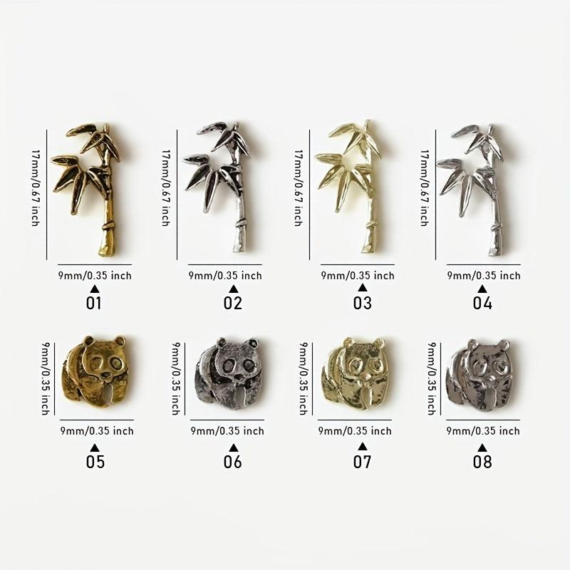 5pcs Metal Panda Bamboo Nail Art Stickers for DIY Nail Decor