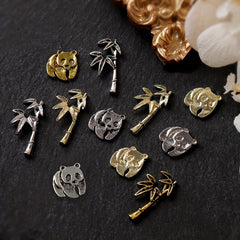 5pcs Metal Panda Bamboo Nail Art Stickers for DIY Nail Decor