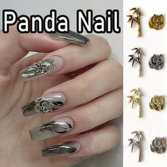 5pcs Metal Panda Bamboo Nail Art Stickers for DIY Nail Decor