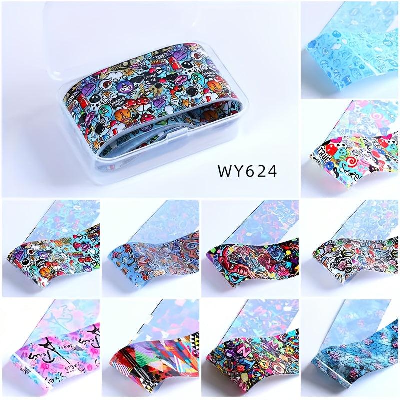 10 Sheets Nail Foil Transfer Sticker Flower Leopard Print Butterfly Nail Decals