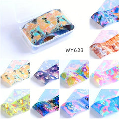 10 Sheets Nail Foil Transfer Sticker Flower Leopard Print Butterfly Nail Decals