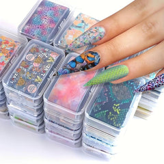 10 Sheets Nail Foil Transfer Sticker Flower Leopard Print Butterfly Nail Decals