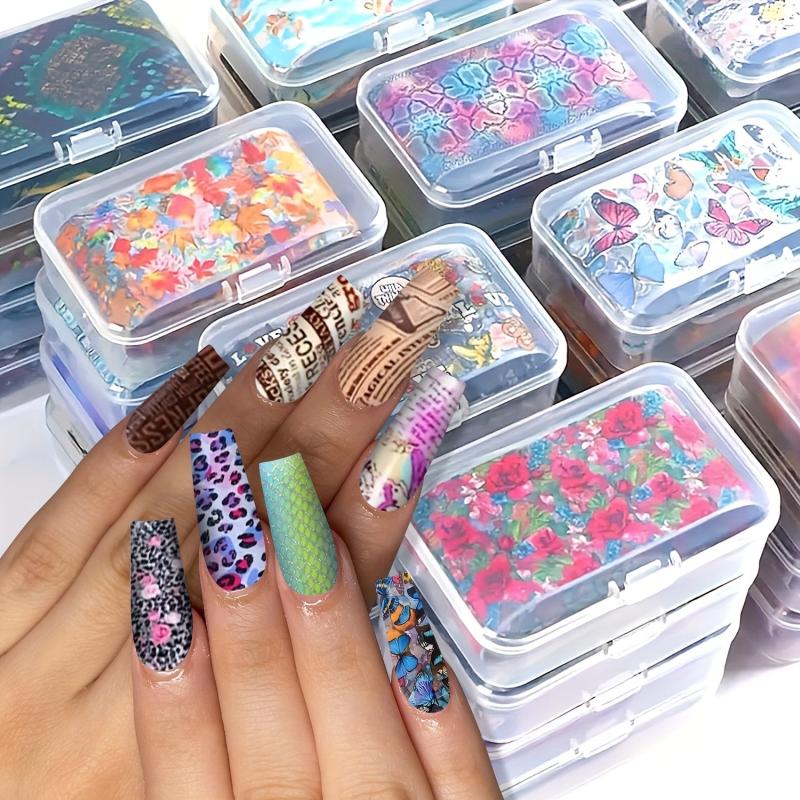 10 Sheets Nail Foil Transfer Sticker Flower Leopard Print Butterfly Nail Decals