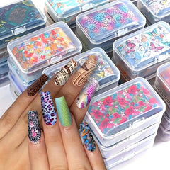 10 Sheets Nail Foil Transfer Sticker Flower Leopard Print Butterfly Nail Decals