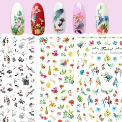 3D Birds Flowers Fish Nail Art Stickers Self Adhesive Decals DIY Nail Art