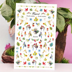 3D Birds Flowers Fish Nail Art Stickers Self Adhesive Decals DIY Nail Art