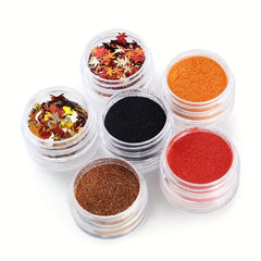 Fall Nail Glitter Sequins Holographic Maple Leaf Ginkgo Leaf Fine Glitter Powder