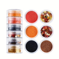 Fall Nail Glitter Sequins Holographic Maple Leaf Ginkgo Leaf Fine Glitter Powder