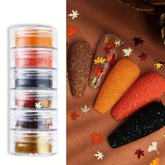 Fall Nail Glitter Sequins Holographic Maple Leaf Ginkgo Leaf Fine Glitter Powder