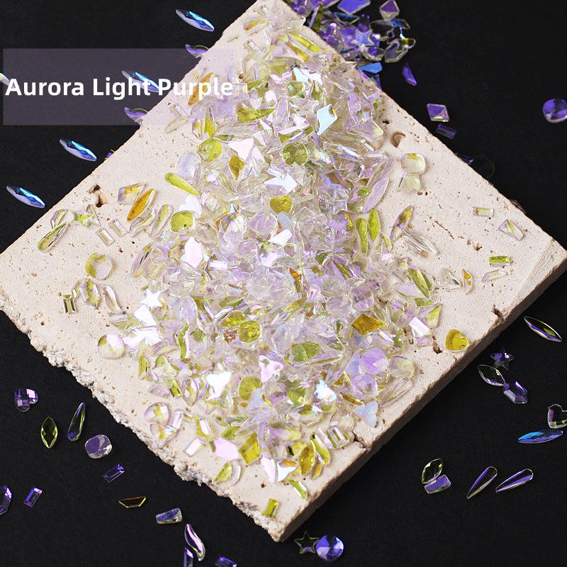 50 Pcs Mix Mini Flat Bottom Aurora Crystal Nail Charms Nail Decorations