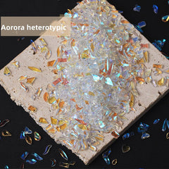 50 Pcs Mix Mini Flat Bottom Aurora Crystal Nail Charms Nail Decorations