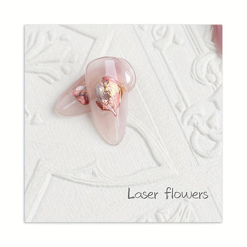 12pcs Laser Flower Leaf Nail Art Stickers Self Adhesive Decals DIY Nail Salons