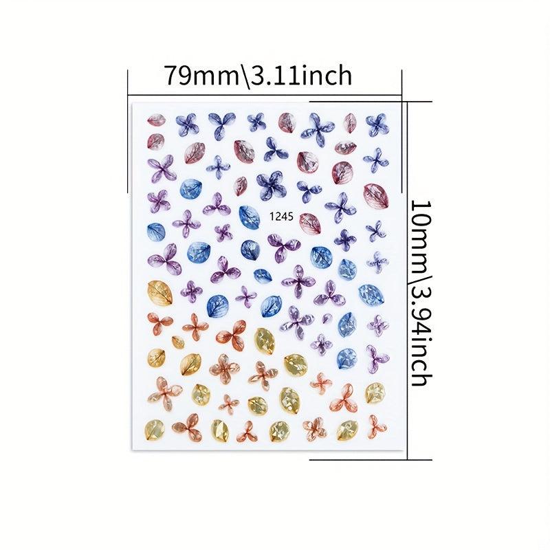 12pcs Laser Flower Leaf Nail Art Stickers Self Adhesive Decals DIY Nail Salons