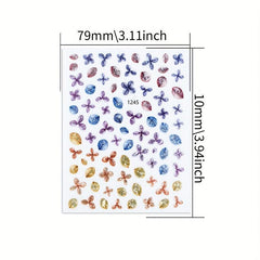 12pcs Laser Flower Leaf Nail Art Stickers Self Adhesive Decals DIY Nail Salons
