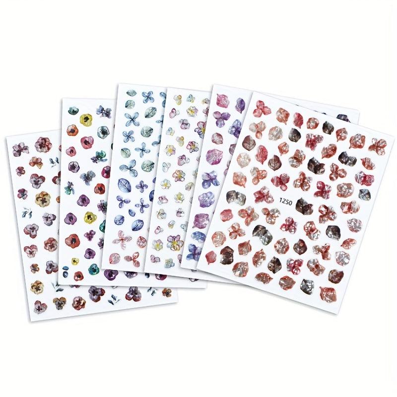 12pcs Laser Flower Leaf Nail Art Stickers Self Adhesive Decals DIY Nail Salons
