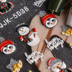 Christmas Nail Art Stickers Decals Snowflake Santa Claus Elk Bell