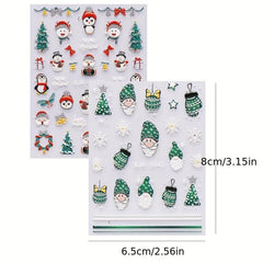 Christmas Nail Art Stickers Decals Snowflake Santa Claus Elk Bell