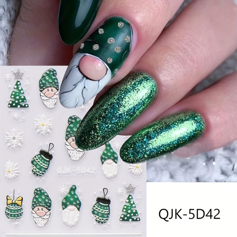 Christmas Nail Art Stickers Decals Snowflake Santa Claus Elk Bell