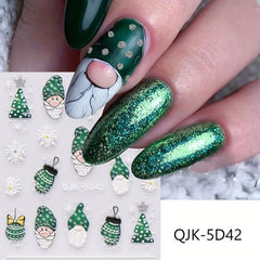 Christmas Nail Art Stickers Decals Snowflake Santa Claus Elk Bell