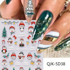 Christmas Nail Art Stickers Decals Snowflake Santa Claus Elk Bell