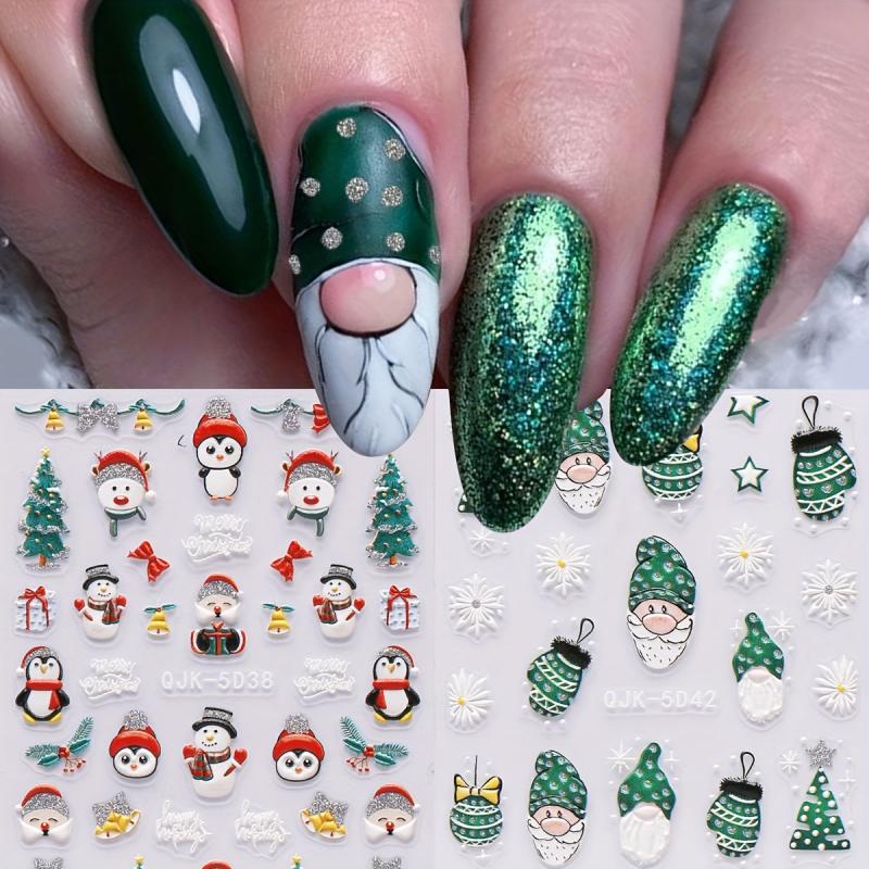 Christmas Nail Art Stickers Decals Snowflake Santa Claus Elk Bell