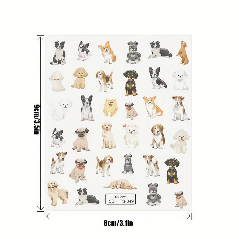 Cartoon Puppy Dog Nail Art Stickers Self Adhesive Decals for DIY Nail Art