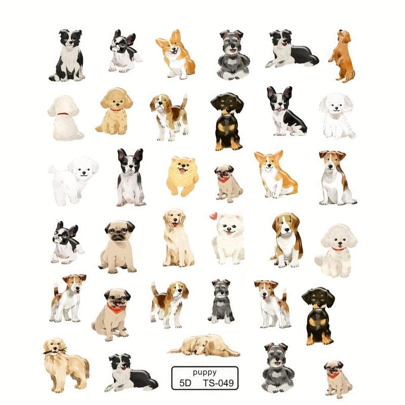 Cartoon Puppy Dog Nail Art Stickers Self Adhesive Decals for DIY Nail Art