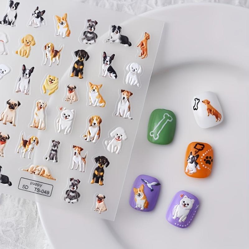Cartoon Puppy Dog Nail Art Stickers Self Adhesive Decals for DIY Nail Art