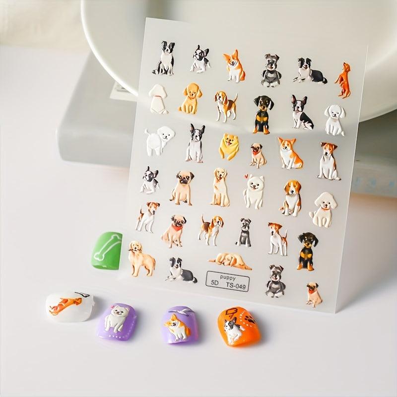 Cartoon Puppy Dog Nail Art Stickers Self Adhesive Decals for DIY Nail Art