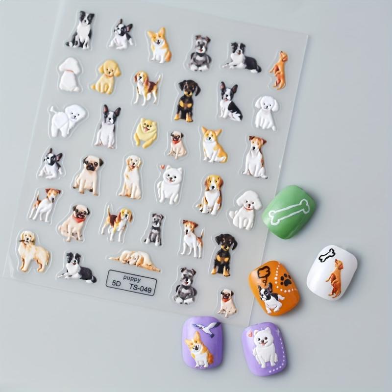 Cartoon Puppy Dog Nail Art Stickers Self Adhesive Decals for DIY Nail Art
