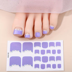 Summer Flower Toe Nail Stickers Full Nail Wraps Self Adhesive Geometric Line