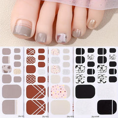 Summer Flower Toe Nail Stickers Full Nail Wraps Self Adhesive Geometric Line