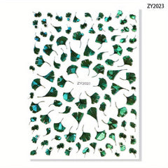 Summer Style Lucky Clover Nail Stickers 3D Self Adhesive Ginkgo Biloba