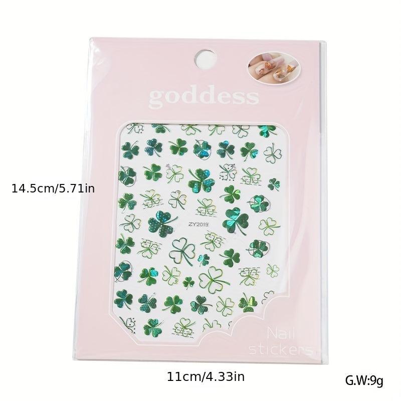 Summer Style Lucky Clover Nail Stickers 3D Self Adhesive Ginkgo Biloba