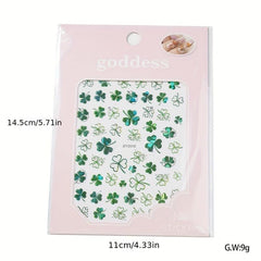 Summer Style Lucky Clover Nail Stickers 3D Self Adhesive Ginkgo Biloba