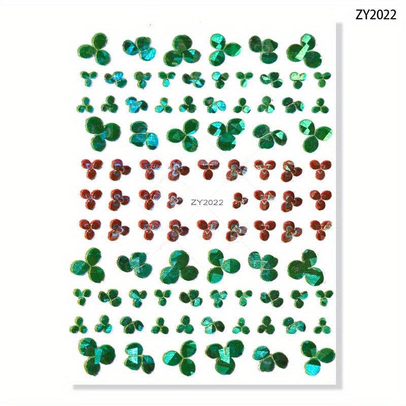 Summer Style Lucky Clover Nail Stickers 3D Self Adhesive Ginkgo Biloba