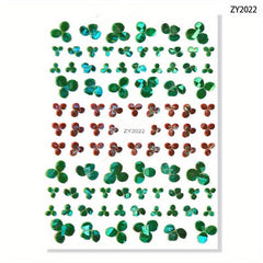 Summer Style Lucky Clover Nail Stickers 3D Self Adhesive Ginkgo Biloba