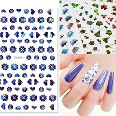 Summer Style Lucky Clover Nail Stickers 3D Self Adhesive Ginkgo Biloba